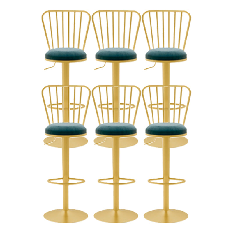 Glam Liftable Backrest Counter Stool Iron Cafe Bar Stool with Cushion and Pedal
