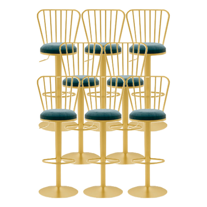 Glam Liftable Backrest Counter Stool Iron Cafe Bar Stool with Cushion and Pedal