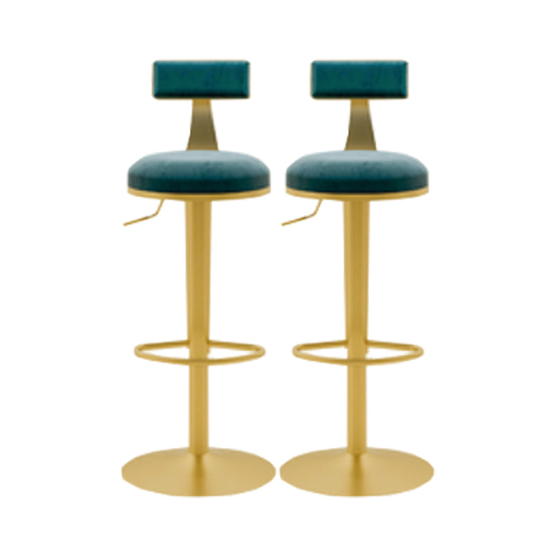 Glam Liftable Backrest Counter Stool Iron Cafe Bar Stool with Cushion and Pedal