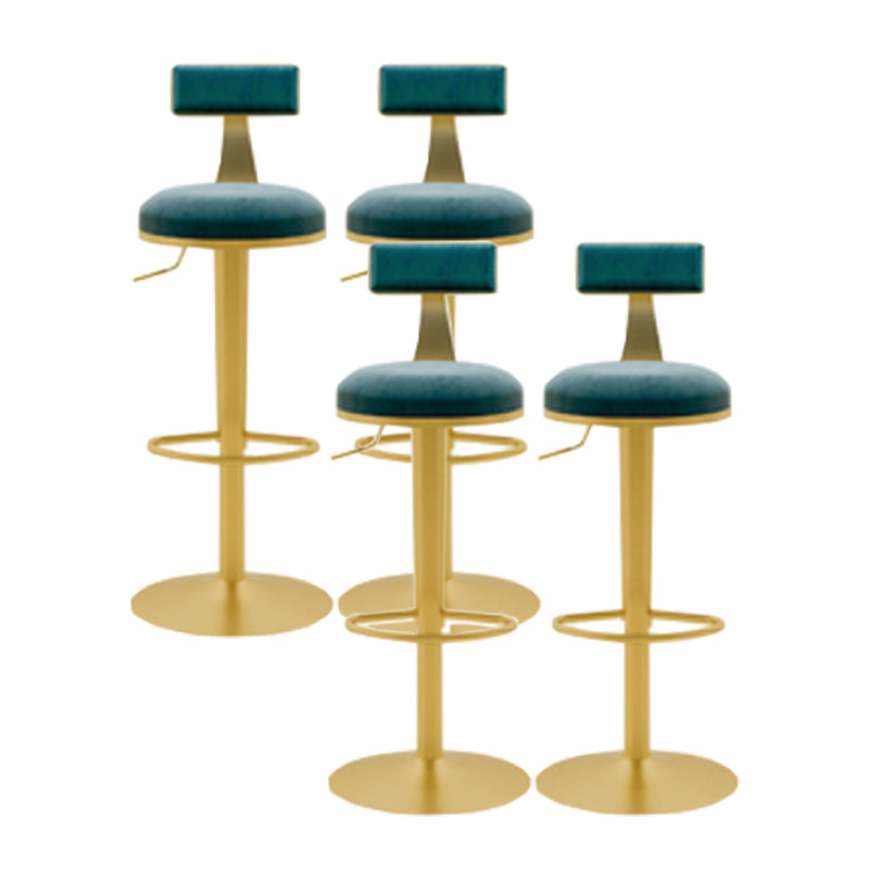 Glam Liftable Backrest Counter Stool Iron Cafe Bar Stool with Cushion and Pedal