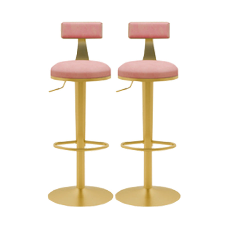 Glam Liftable Backrest Counter Stool Iron Cafe Bar Stool with Cushion and Pedal