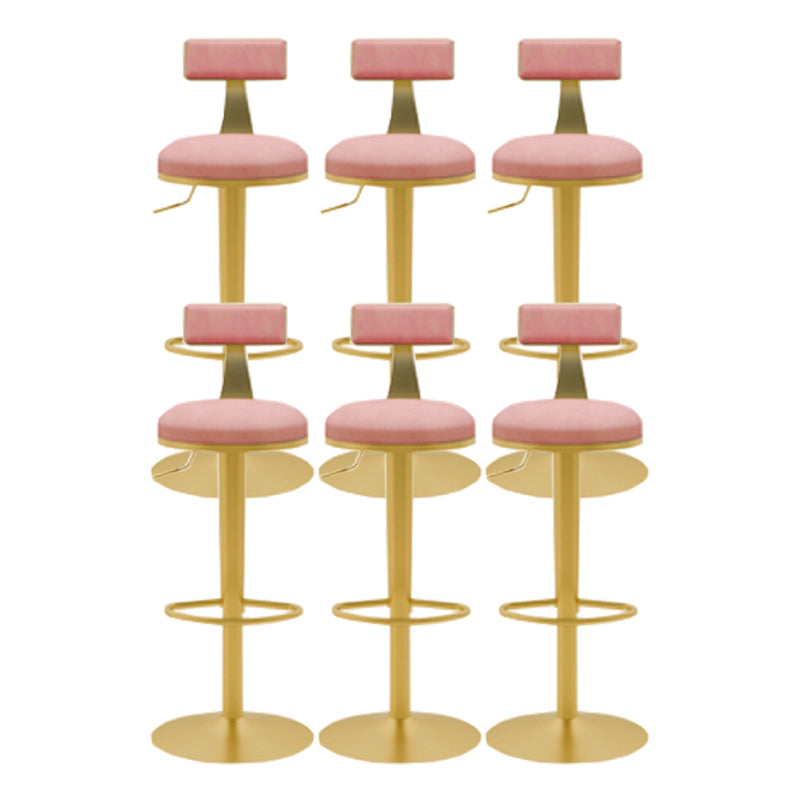 Glam Liftable Backrest Counter Stool Iron Cafe Bar Stool with Cushion and Pedal