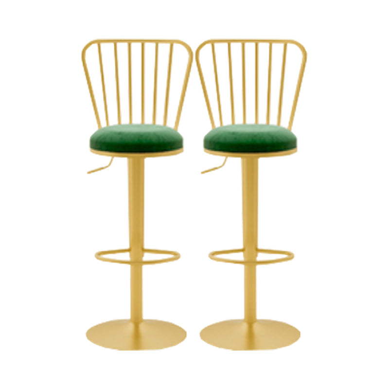Glam Liftable Backrest Counter Stool Iron Cafe Bar Stool with Cushion and Pedal