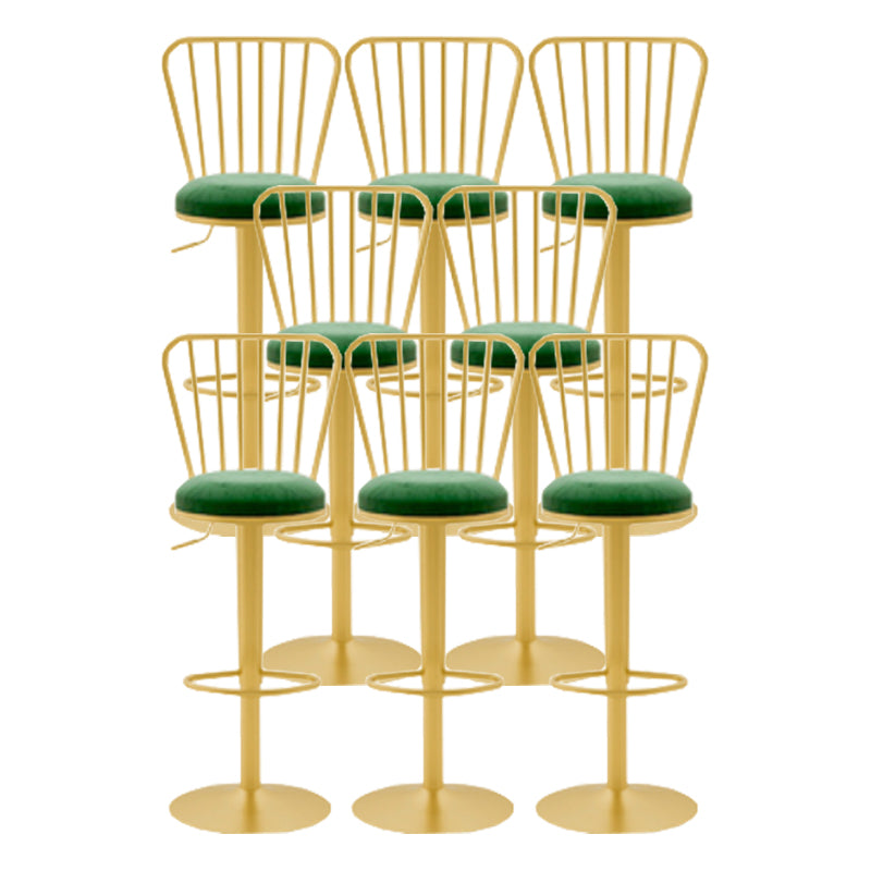 Glam Liftable Backrest Counter Stool Iron Cafe Bar Stool with Cushion and Pedal