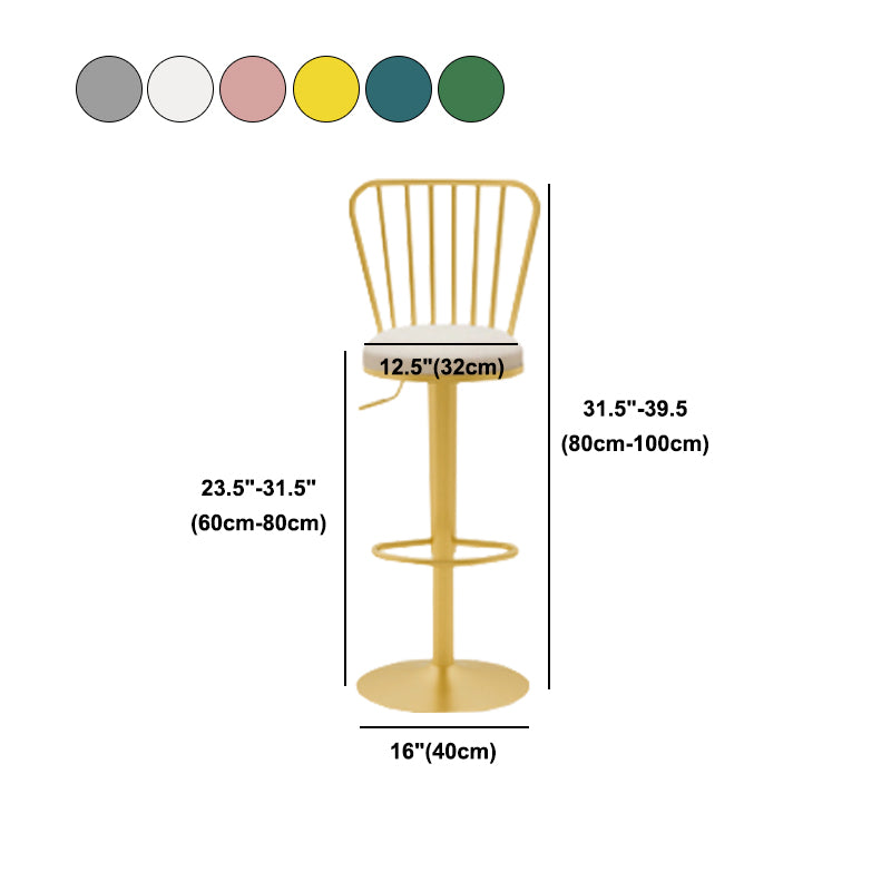 Glam Liftable Backrest Counter Stool Iron Cafe Bar Stool with Cushion and Pedal
