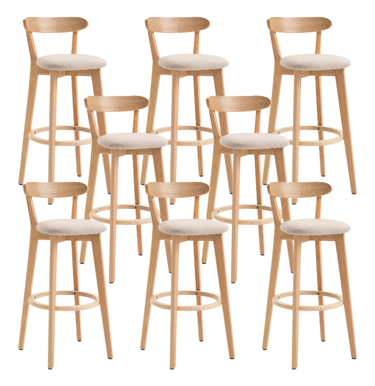 Scandinavian Matte Finish Solid Wood Bar Stool Dessert Shop Footrest Stool