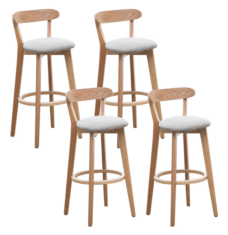 Scandinavian Matte Finish Solid Wood Bar Stool Dessert Shop Footrest Stool