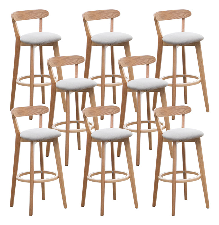 Scandinavian Matte Finish Solid Wood Bar Stool Dessert Shop Footrest Stool