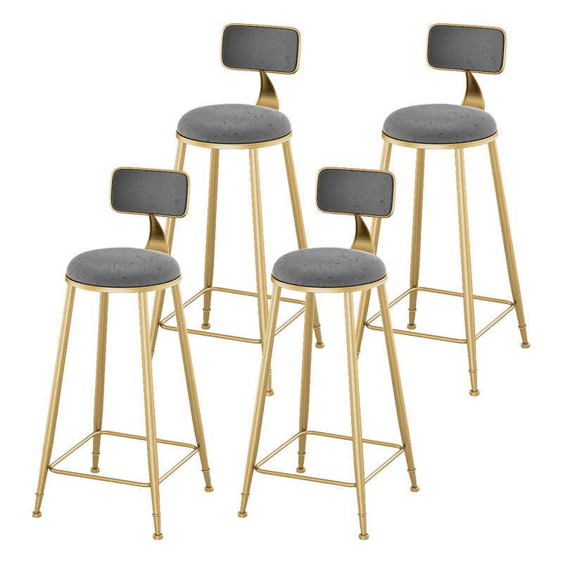 Glam Living Room Counter Chair Round Footrest Metal Counter Bar Stool with Cushion