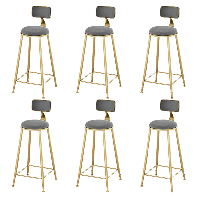 Glam Living Room Counter Chair Round Footrest Metal Counter Bar Stool with Cushion