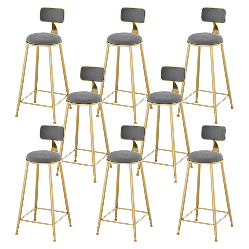 Glam Living Room Counter Chair Round Footrest Metal Counter Bar Stool with Cushion