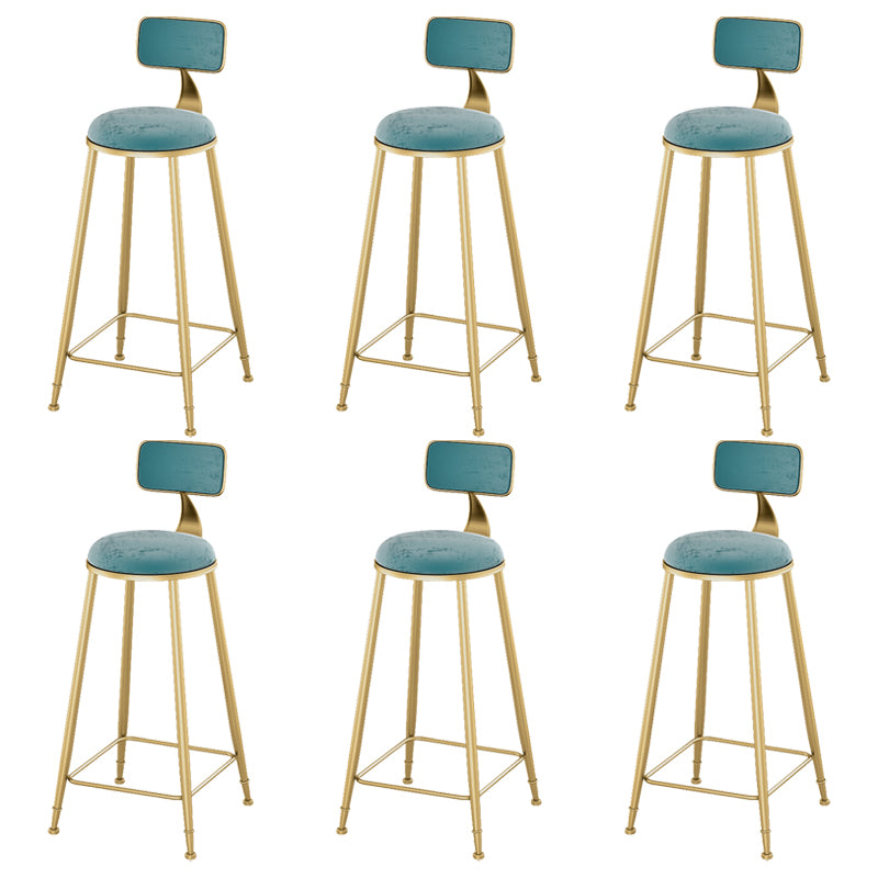 Glam Living Room Counter Chair Round Footrest Metal Counter Bar Stool with Cushion