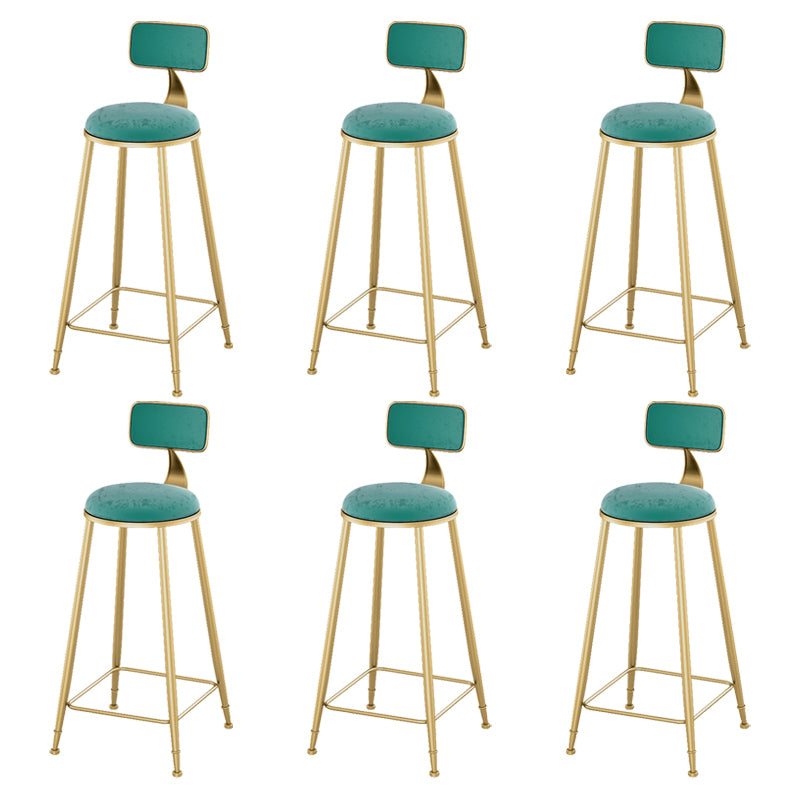 Glam Living Room Counter Chair Round Footrest Metal Counter Bar Stool with Cushion
