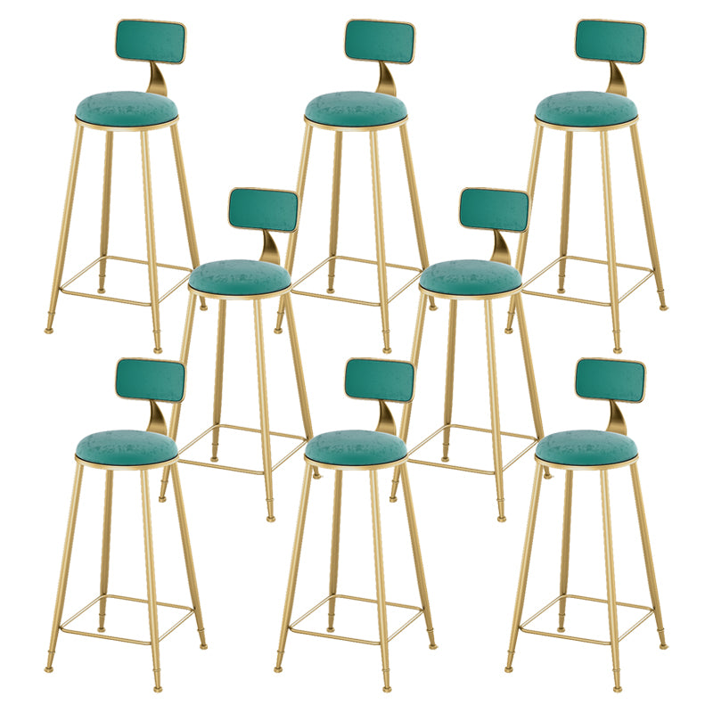 Glam Living Room Counter Chair Round Footrest Metal Counter Bar Stool with Cushion
