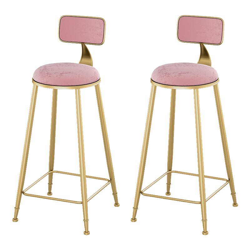 Glam Living Room Counter Chair Round Footrest Metal Counter Bar Stool with Cushion