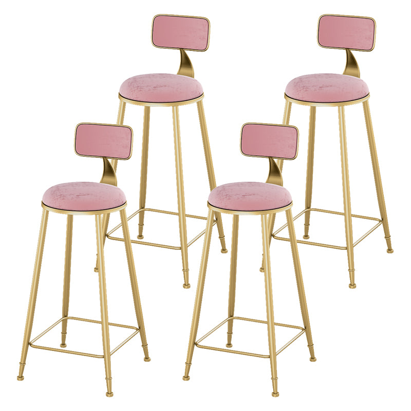 Glam Living Room Counter Chair Round Footrest Metal Counter Bar Stool with Cushion