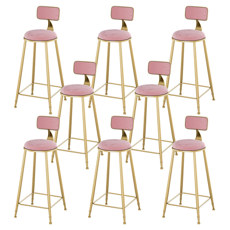 Glam Living Room Counter Chair Round Footrest Metal Counter Bar Stool with Cushion