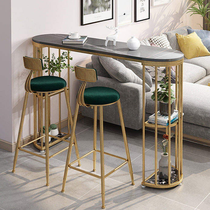 Round Scandinavian Low Back Counter & Bar Stool Metal Counter Chair with Cushion