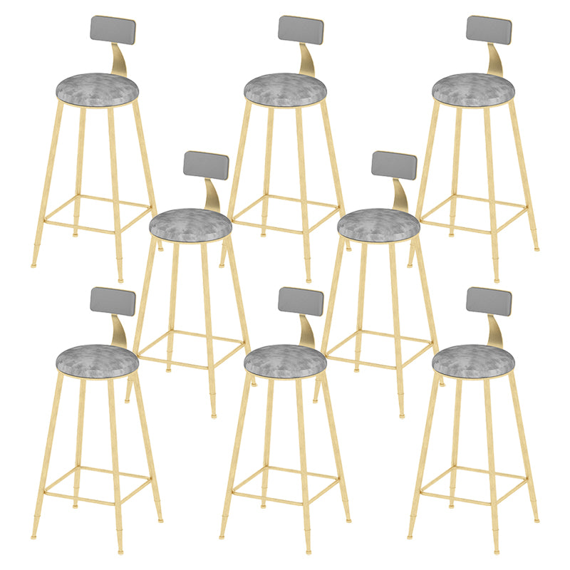 Round Scandinavian Low Back Counter & Bar Stool Metal Counter Chair with Cushion