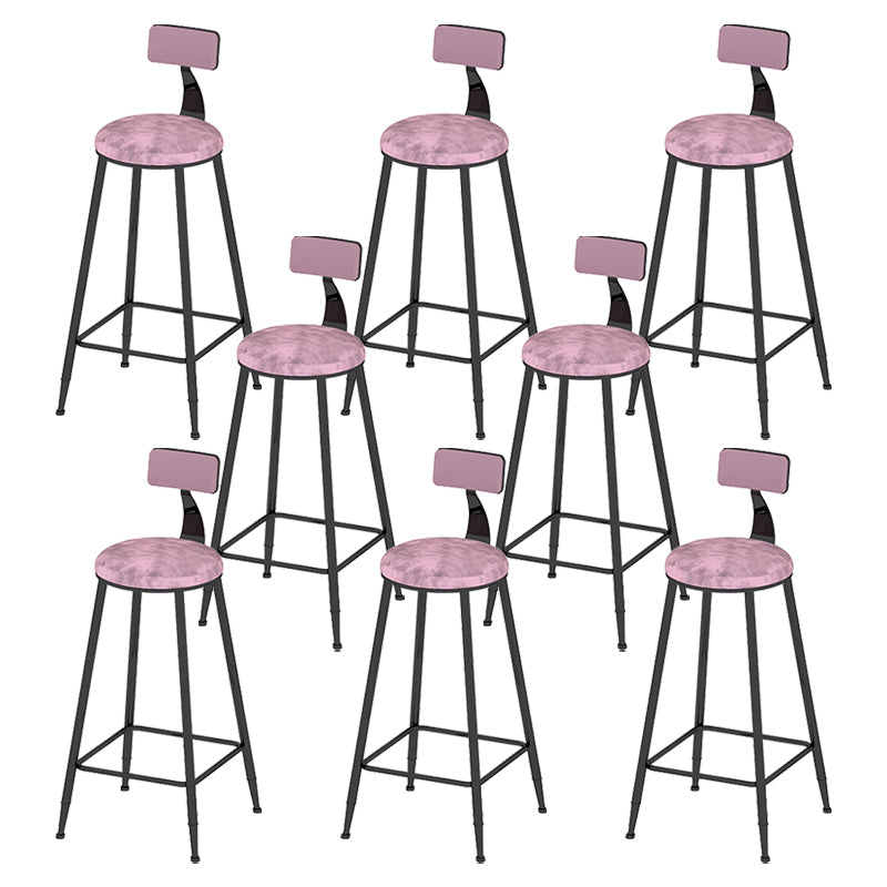 Round Scandinavian Low Back Counter & Bar Stool Metal Counter Chair with Cushion