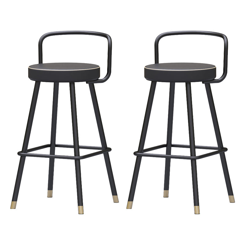 Glam Footrest Round Counter-height Stool Low Back Leather Counter Stool