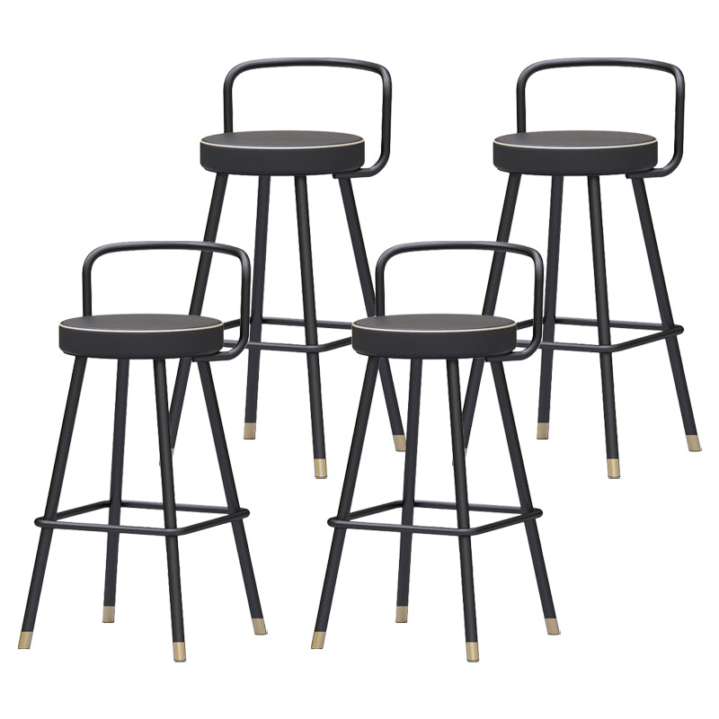 Glam Footrest Round Counter-height Stool Low Back Leather Counter Stool