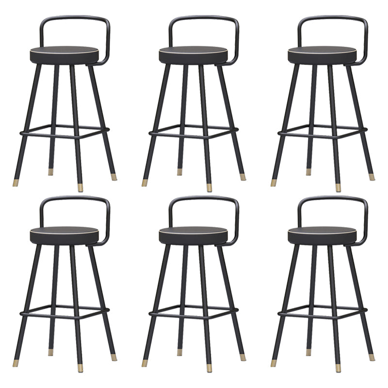 Glam Footrest Round Counter-height Stool Low Back Leather Counter Stool
