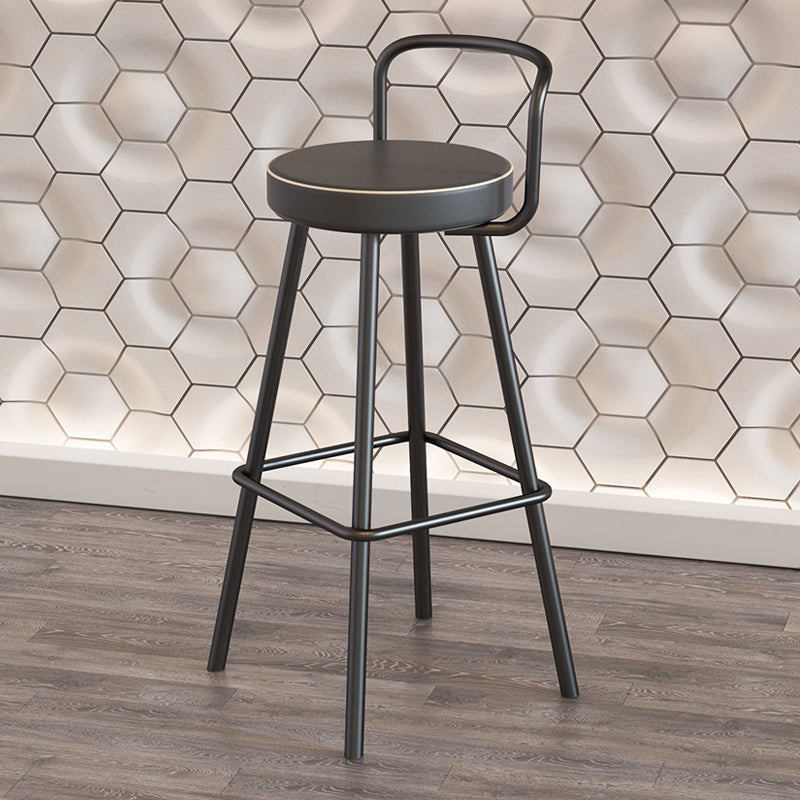 Glam Footrest Round Counter-height Stool Low Back Leather Counter Stool