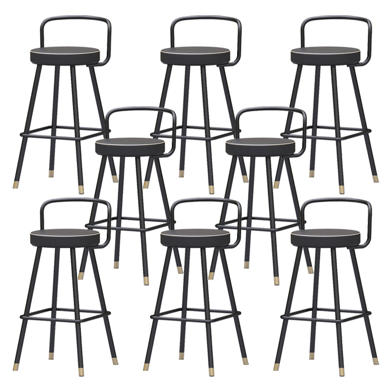 Glam Footrest Round Counter-height Stool Low Back Leather Counter Stool