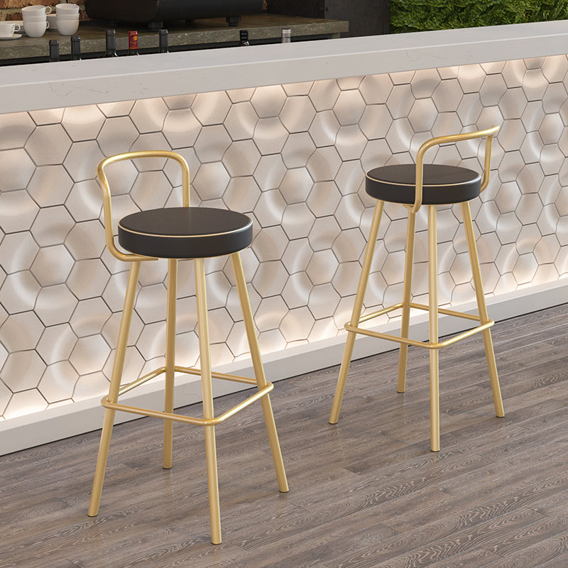 Glam Footrest Round Counter-height Stool Low Back Leather Counter Stool