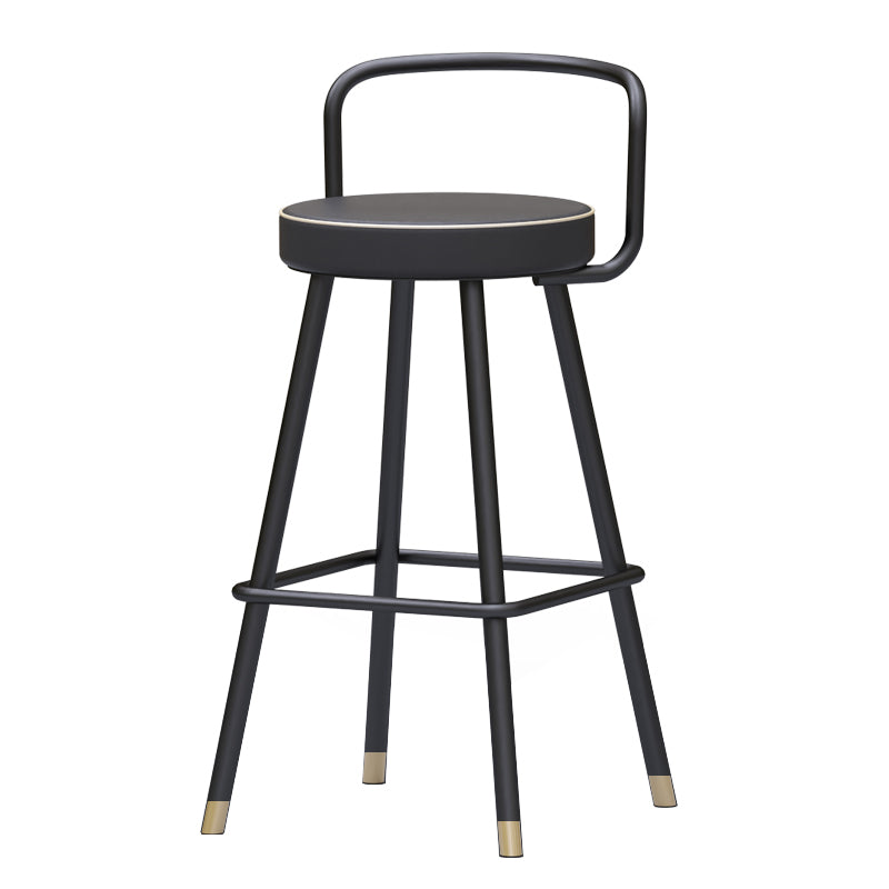 Glam Footrest Round Counter-height Stool Low Back Leather Counter Stool