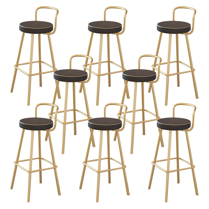 Glam Footrest Round Counter-height Stool Low Back Leather Counter Stool