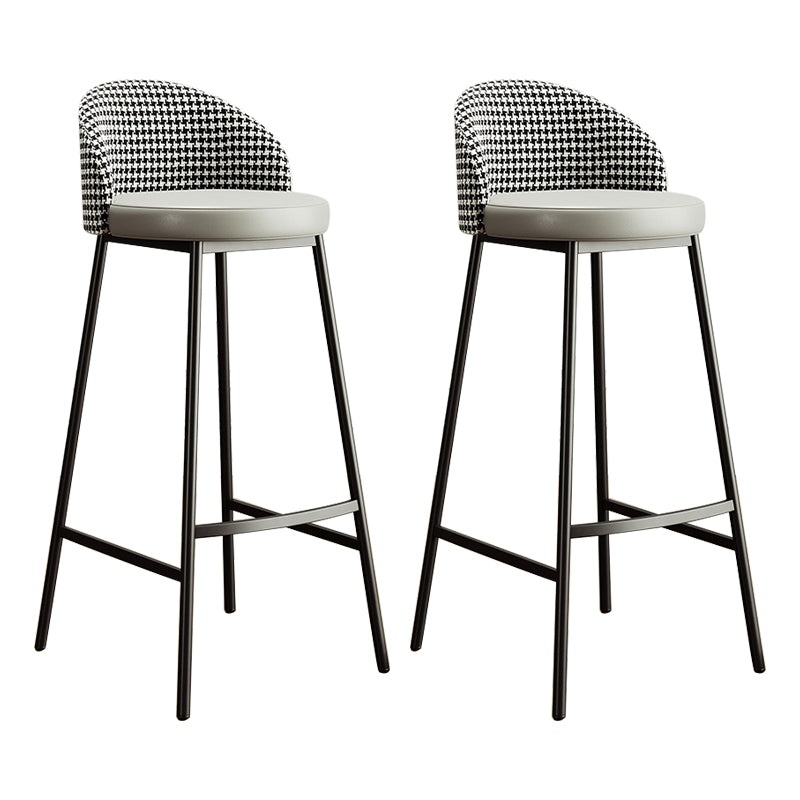 Bucket Low Back Bar Stool Leather Modern Counter Height Stools for Kitchen