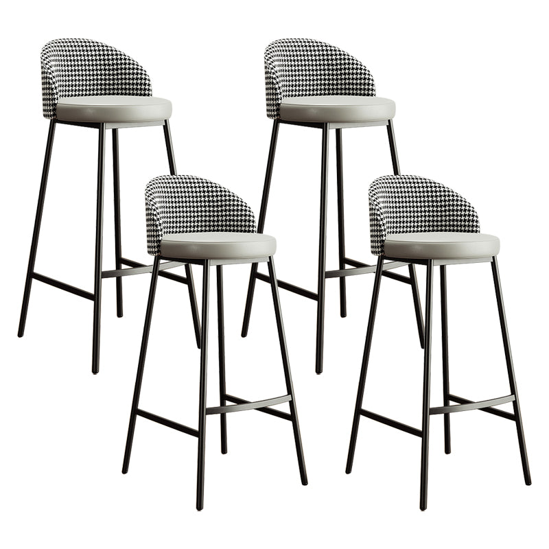Bucket Low Back Bar Stool Leather Modern Counter Height Stools for Kitchen