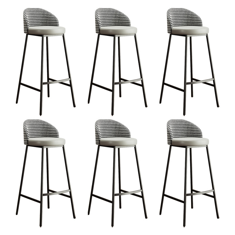 Bucket Low Back Bar Stool Leather Modern Counter Height Stools for Kitchen