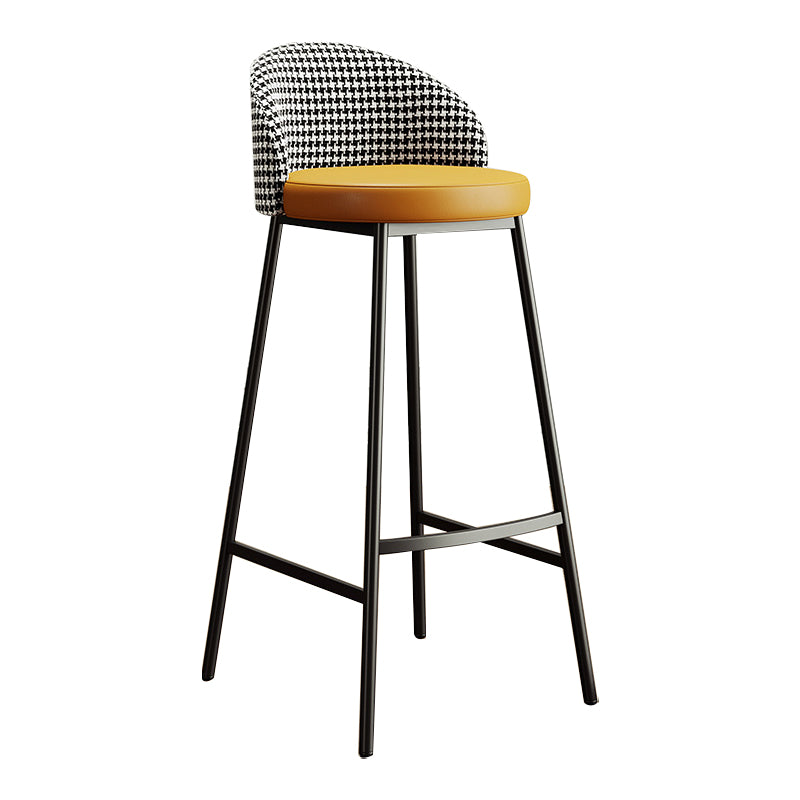 Bucket Low Back Bar Stool Leather Modern Counter Height Stools for Kitchen