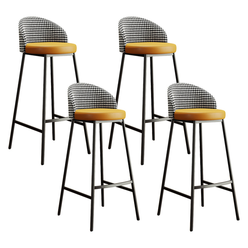 Bucket Low Back Bar Stool Leather Modern Counter Height Stools for Kitchen