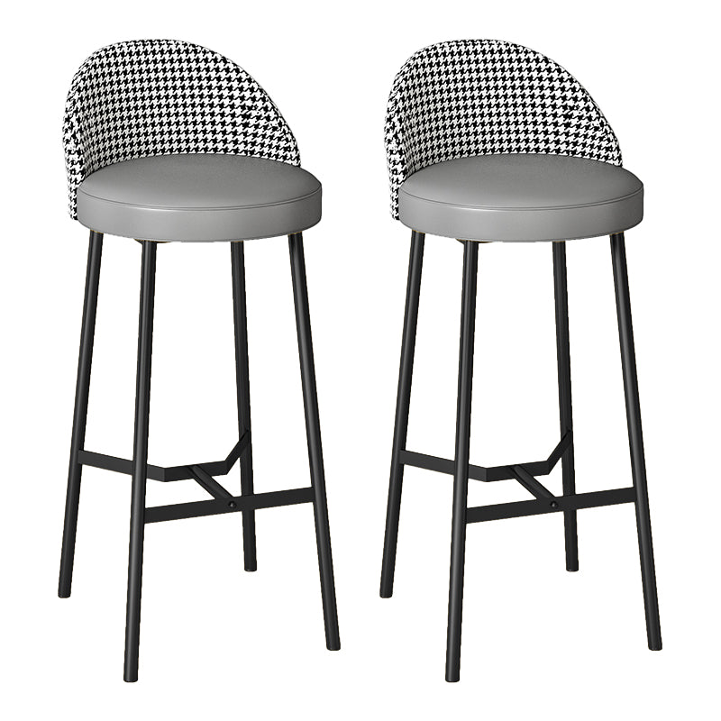 Bucket Low Back Bar Stool Leather Modern Counter Height Stools for Kitchen