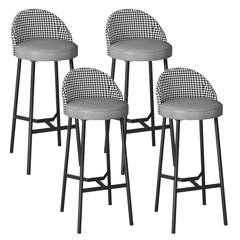 Bucket Low Back Bar Stool Leather Modern Counter Height Stools for Kitchen