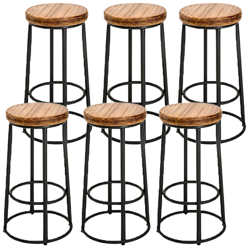 Industrial Solid Wood Bar & Counter Stool Round Cafe Counter Chair in Natural