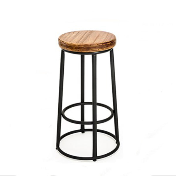 Industrial Solid Wood Bar & Counter Stool Round Cafe Counter Chair in Natural