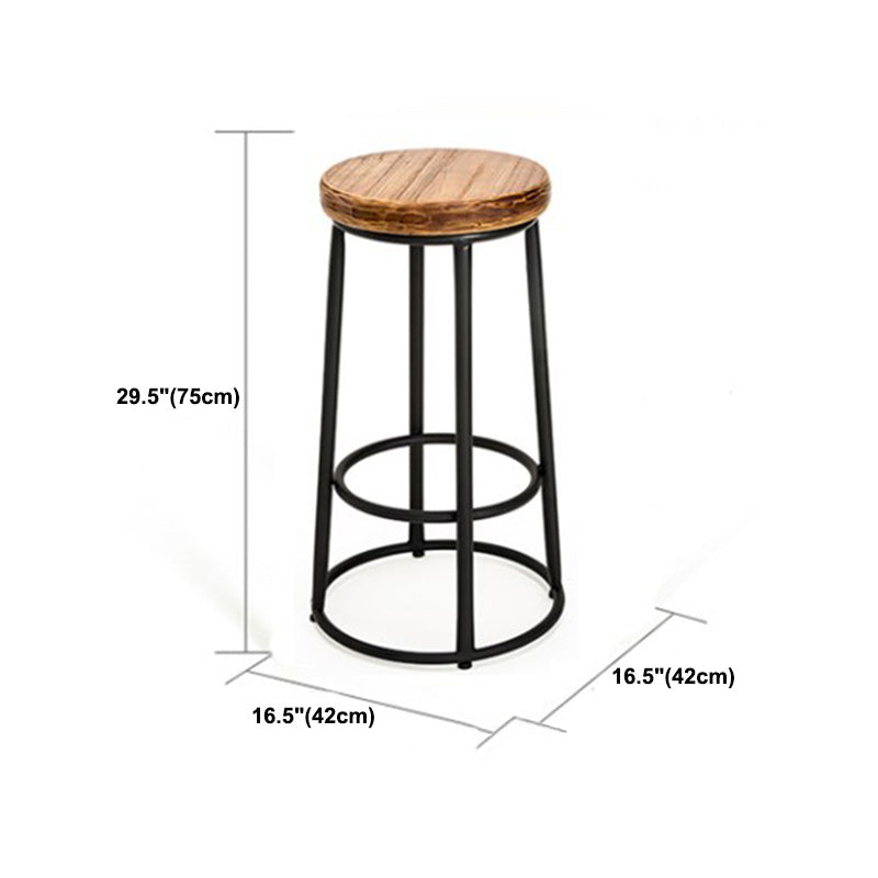 Industrial Solid Wood Bar & Counter Stool Round Cafe Counter Chair in Natural