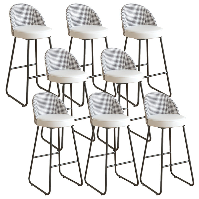 Restaurant Modern Bucket Counter Bar Stool Leather and Metal Counter-height Stool