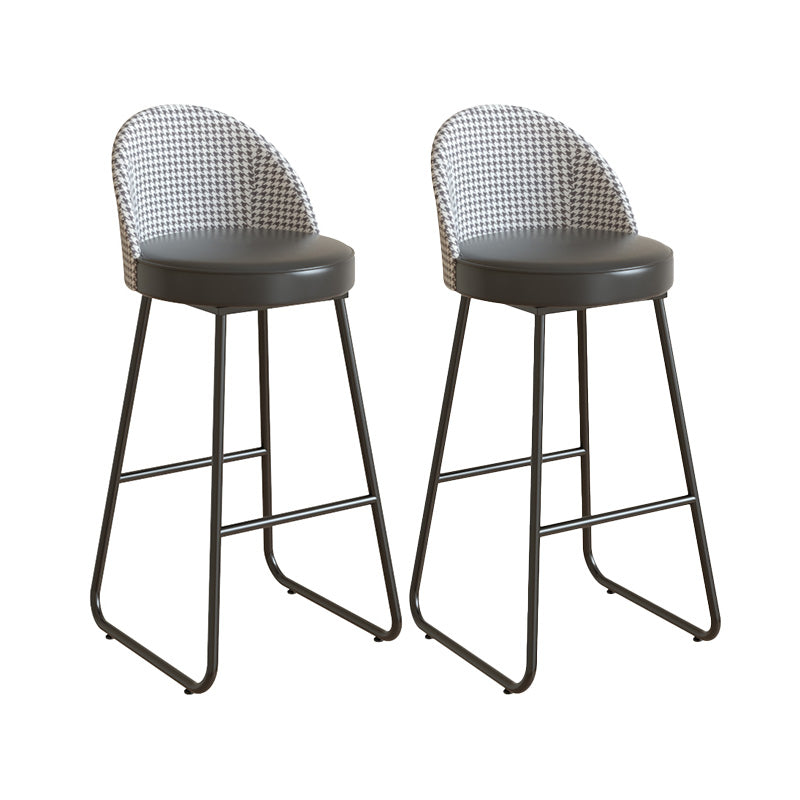 Restaurant Modern Bucket Counter Bar Stool Leather and Metal Counter-height Stool