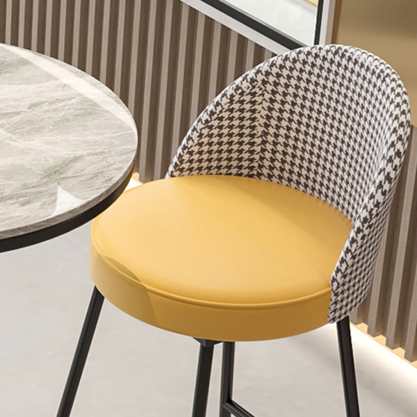 Restaurant Modern Bucket Counter Bar Stool Leather and Metal Counter-height Stool