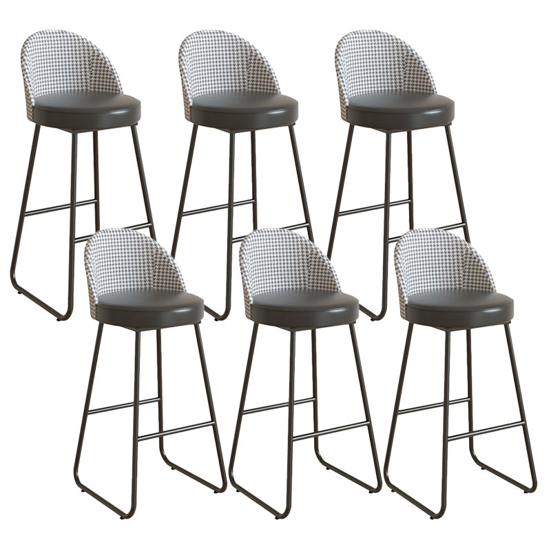 Restaurant Modern Bucket Counter Bar Stool Leather and Metal Counter-height Stool