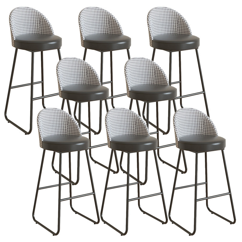 Restaurant Modern Bucket Counter Bar Stool Leather and Metal Counter-height Stool
