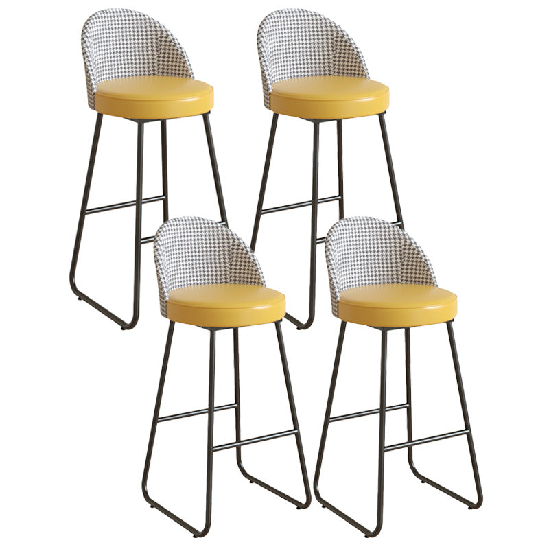 Restaurant Modern Bucket Counter Bar Stool Leather and Metal Counter-height Stool