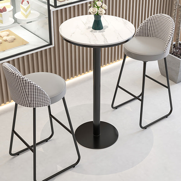 Restaurant Modern Bucket Counter Bar Stool Leather and Metal Counter-height Stool