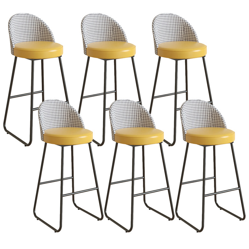 Restaurant Modern Bucket Counter Bar Stool Leather and Metal Counter-height Stool